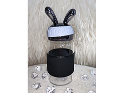 ❤️Скляна пляшка для води з вушками 340 мл пляшечка для напоїв Чорний