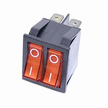 Вимикач подвійний RS-2101 без підсвітки, клавіша червона / кратно 10шт