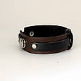 Чоловічий вузький подвійний браслет з натуральної шкіри з заклепками, фото 3