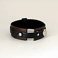 Чоловічий вузький подвійний браслет з натуральної шкіри з заклепками, фото 5