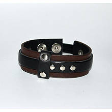 Чоловічий вузький подвійний браслет з натуральної шкіри з заклепками
