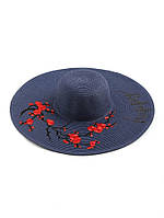 Шляпа Sun с широкими полями и цветочной вышивкой - темно-синий,100% оригинал,USA