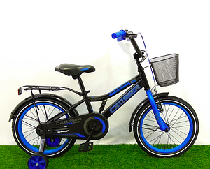 Велосипед дитячий двоколісний з кошиком Crosser Rocky 12" зростання 80-105 см вік 2 до 5 років чорно-синій