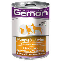 Влажный корм Gemon Dog Puppy & Junior кусочки с курицей и индейкой для собак всех пород 415 гр
