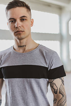 Футболка Чоловіча "Color Stripe" Intruder сіра - чорна річна осіння весняна трикотажна, фото 2