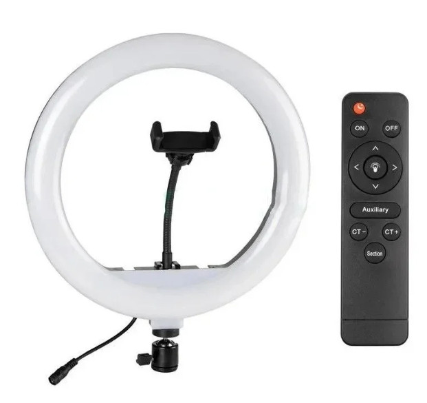 Кільцева LED лампа YQ-350A 36 см (1 кріплення) пульт 220V