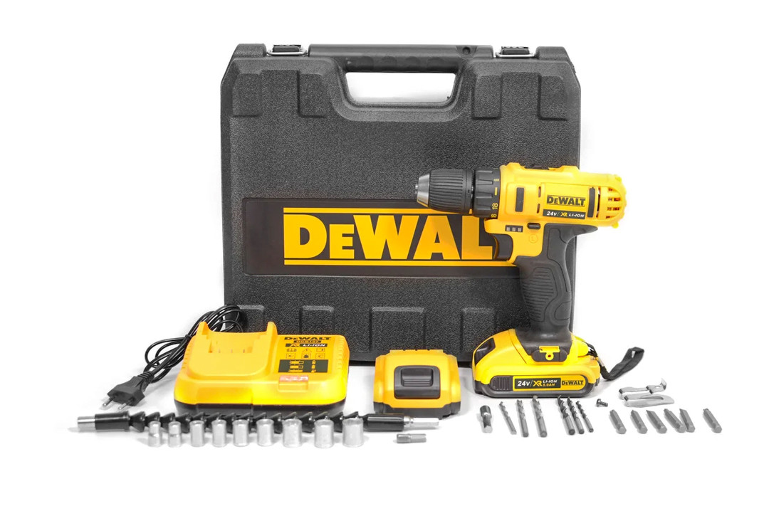 Акумуляторний шуруповерт DeWALT DCD771 з набором інструментів (24 В / 5 Ач) шуруповерт девальт девольт