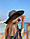 Капелюх жіночий літній з полями 10 см і чорною стрічкою чорний, фото 3