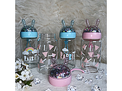 💜Скляна пляшка для води з блискітками 380 мл пляшечка для напоїв