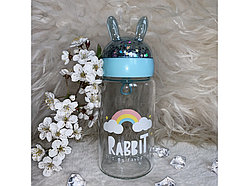 💜Скляна пляшка для води з блискітками 380 мл пляшечка для напоїв Веселка