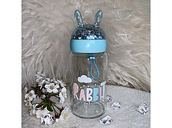 💜Скляна пляшка для води з блискітками 380 мл пляшечка для напоїв Хмара