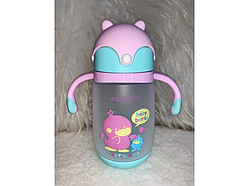 💜Дитяча пляшка для води з трубочкою 370 мл "Кушка" Блакитний