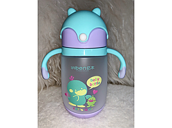 💜Дитяча пляшка для води з трубочкою 370 мл "Кушка" Бузковий