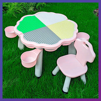 Дитячий пластиковий столик із шухлядою та стільчик Bambi YG2020-3-8 рожевий