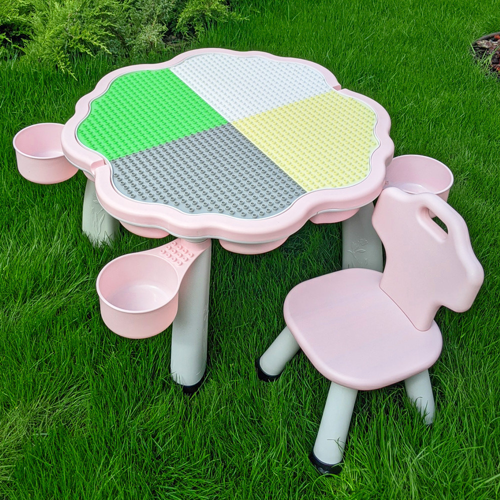 Детский пластиковый столик с ящиком и стульчик Bambi YG2020-3-8 розовый - фото 2 - id-p1408248649