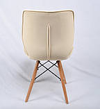 Обідній стілець Nolan Б-Т (Нолан) молочний оксамит на дерев'яних ногах, фото 5