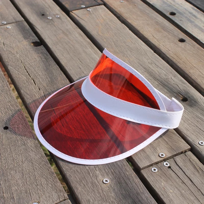 Жіночий пластиковий прозорий козирок лого брендований червоний