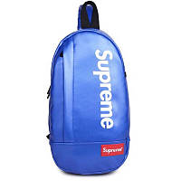 Нагрудна сумка SUPREME супрім шкіряна сумка слінг месенджер шкільна сумка синя