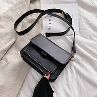 Жіноча класична сумочка на пояс крос-боді на три відділи чорна
