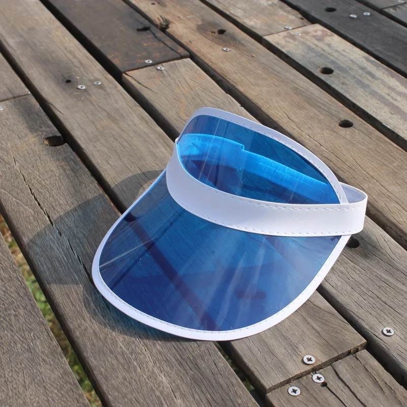 Жіночий пластиковий прозорий козирок лого брендований синій блакитний