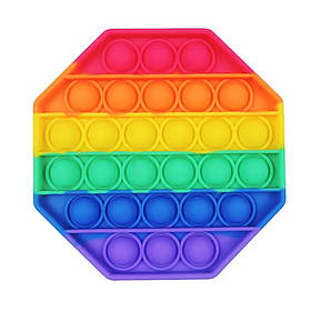 Іграшка антистрес Pop It Поп ит Райдужний восьмикутник для дітей і дорослих нескінченні бульбашки