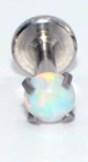 Лабрет, пирсинг с опалом, длинна штанги 6 или 8 мм, диаметр и цвет опала на выбор серебро, ОР17, 3 мм