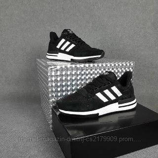 Чоловічі кросівки в стилі Adidas ZX 500 чорні з білим