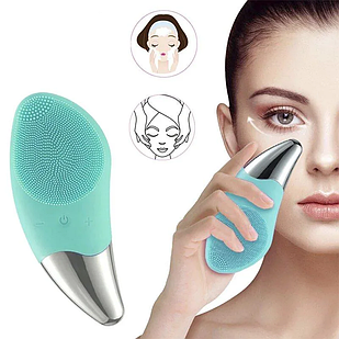 Електрична силіконова щітка-масажер для чищення особи Sonic Facial Brush Блакитна