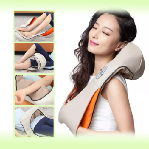 Масажер для шиї спини з ІЧ-підігрівом ⁇ Massager of neck kneading Plus ⁇ Роликовий масажер-накидка на плечі