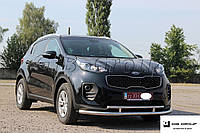 Защита переднего бампера (двойная нержавеющая труба - двойной ус) KIA Sportage (16+)