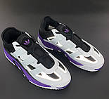 Чоловічі кросівки Adidas Niteball шкіряні весна-осінь-літо демісезонні білі з фіолетовим. Живе фото. топ, фото 3