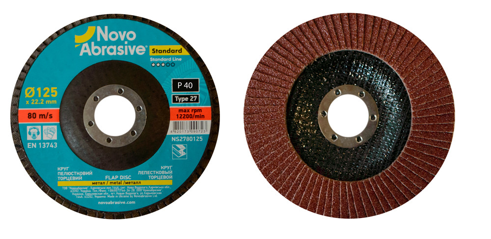 Диск шліфувальний пелюстковий для болгарки ТМ "Novo Abrasive" 125*2*2.23
5*7/8 (Р-40)
