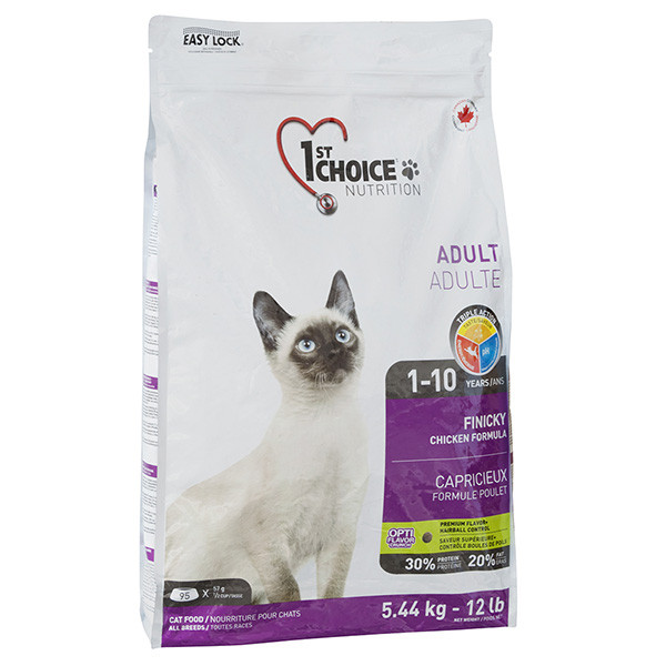 Сухий супер преміум корм для котів вибагливих та активних 1st Choice Adult Finicky Chicken курка 5.44 кг (ФЧКФ5_44)