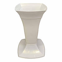 Низкая пластиковая ваза для цветов Ламела 30 см БЕЛЫЙ перламутр