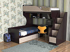 Ліжко горище з нижнім спальним місцем і сходами-комодом для підлітків (18 мм) АЛ1Merabel, фото 2