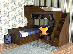 Ліжко горище з нижнім спальним місцем і сходами-комодом для підлітків (18 мм) АЛ1Merabel, фото 3