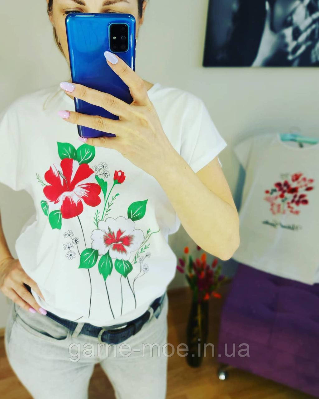 Ф06 Жіноча красива футболки батал 3XL