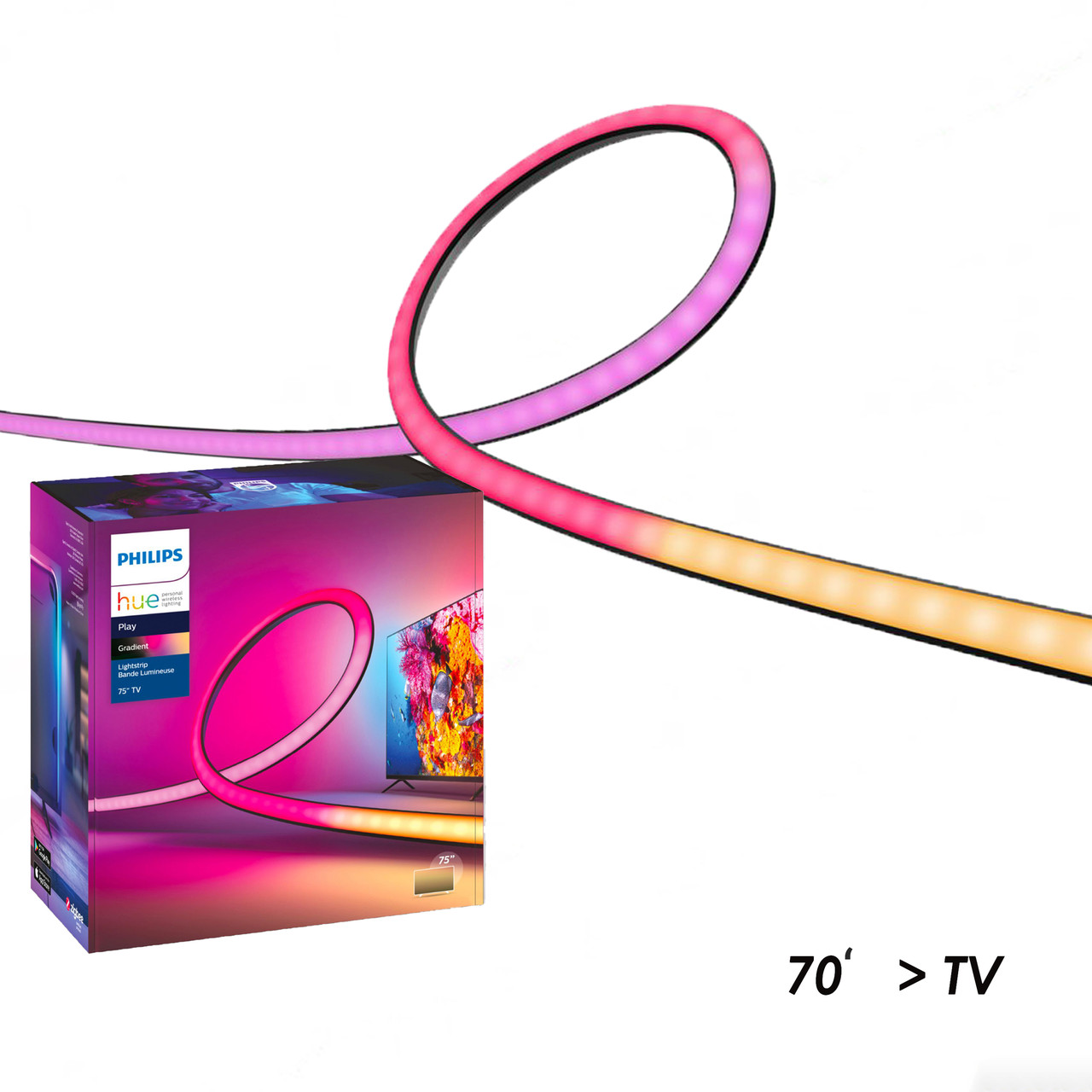 Адаптивная подсветка Philips Hue Play Gradient Lightstrip Ambilight TV для телевизора 75-80 дюймов