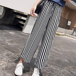 Жіночі штани кюлоти в смужку чорно-білі (р. 42-46) 8312612