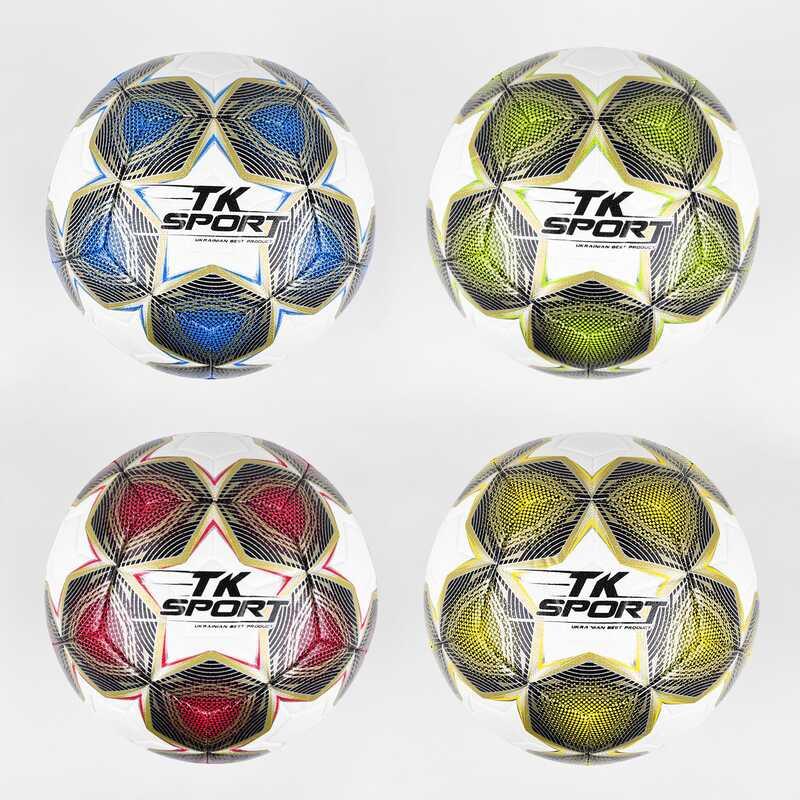 Мяч футбольный C 44450 (60) "TK Sport", 4 вида, вес 400-420 грамм, материал TPE, баллон резиновый c ниткой