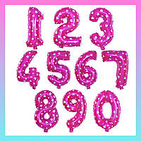 Шарик цифра фольгированная, Розовое с сердечком Высота 80 см