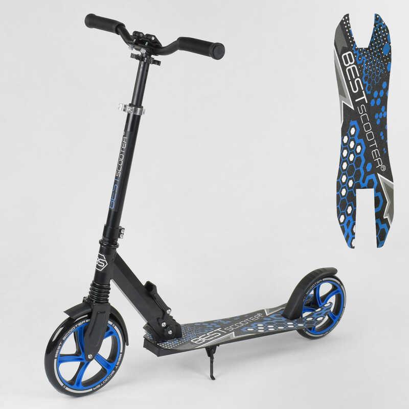 Самокат 49716 (2) Best Scooter, ЧЕРНЫЙ, зажим руля, переднее колесо PU - 22 см, заднее колесо PU - 20 см, 1