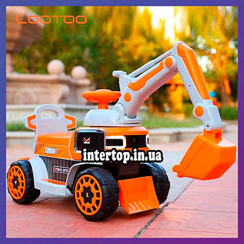 Дитячий електромобіль Трактор із рухомим ковшем і підсвіткою Bambi M 4068R жовтогарячий для дітей від 1 до 6 років