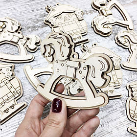 Об'ємна заготовка Ялинкова іграшка коник 95х85х9мм