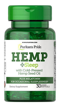 Комплекс для поліпшення якості сну Puritan's Pride Hemp + Sleep 30 таб. (тривалий придатності до 8.22), фото 1