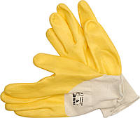 Перчатки рабочие желтые с латексным покрытием YATO, размер 9