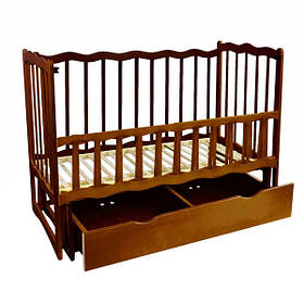 Дитяче ліжечко For Baby No.159 дерев'яна маятник з відкидним бортом і шухлядою під ліжком