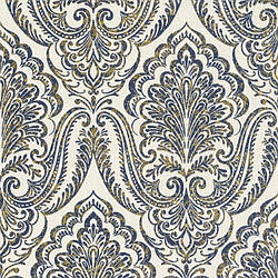 088723 шпалери текстильні Valentina Rasch Німеччина темно-сині білі із золотом ажурні стильні неокласика 53 см