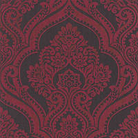 088822 обои текстильные Valentina Rasch Германия красные черные марсала вино ажурные стильные неоклассика 53см