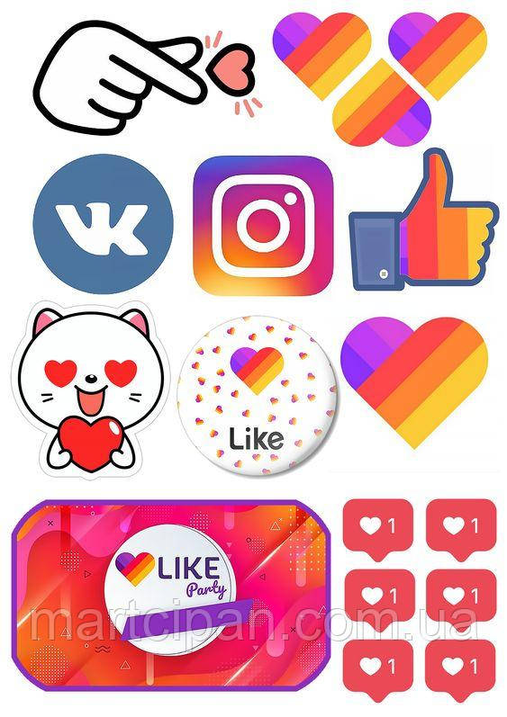 Інстаграм,лайки, тик струм вафельна картинка, фото 1